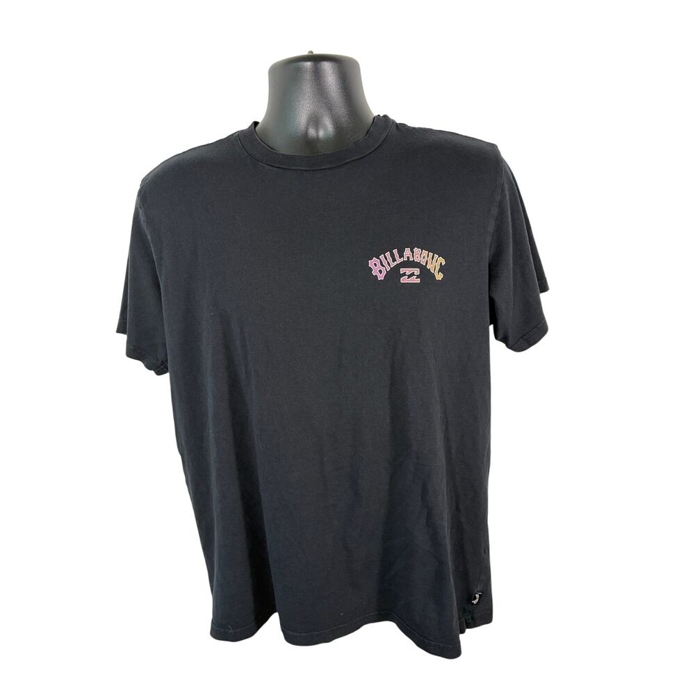 Billabong T Shirt Mens Large Black Tribal Logo Surf Skate Preowned